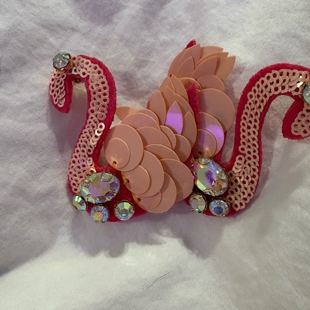Elegant Pink and Peach Sequin flamingo earrings